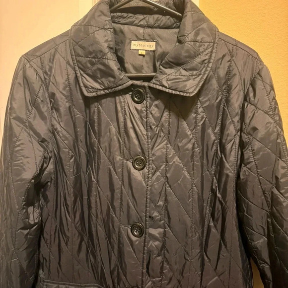 Mythology Women’s Black Quilted Button Up Jacket With Collar Size Large - Picture 3 of 12